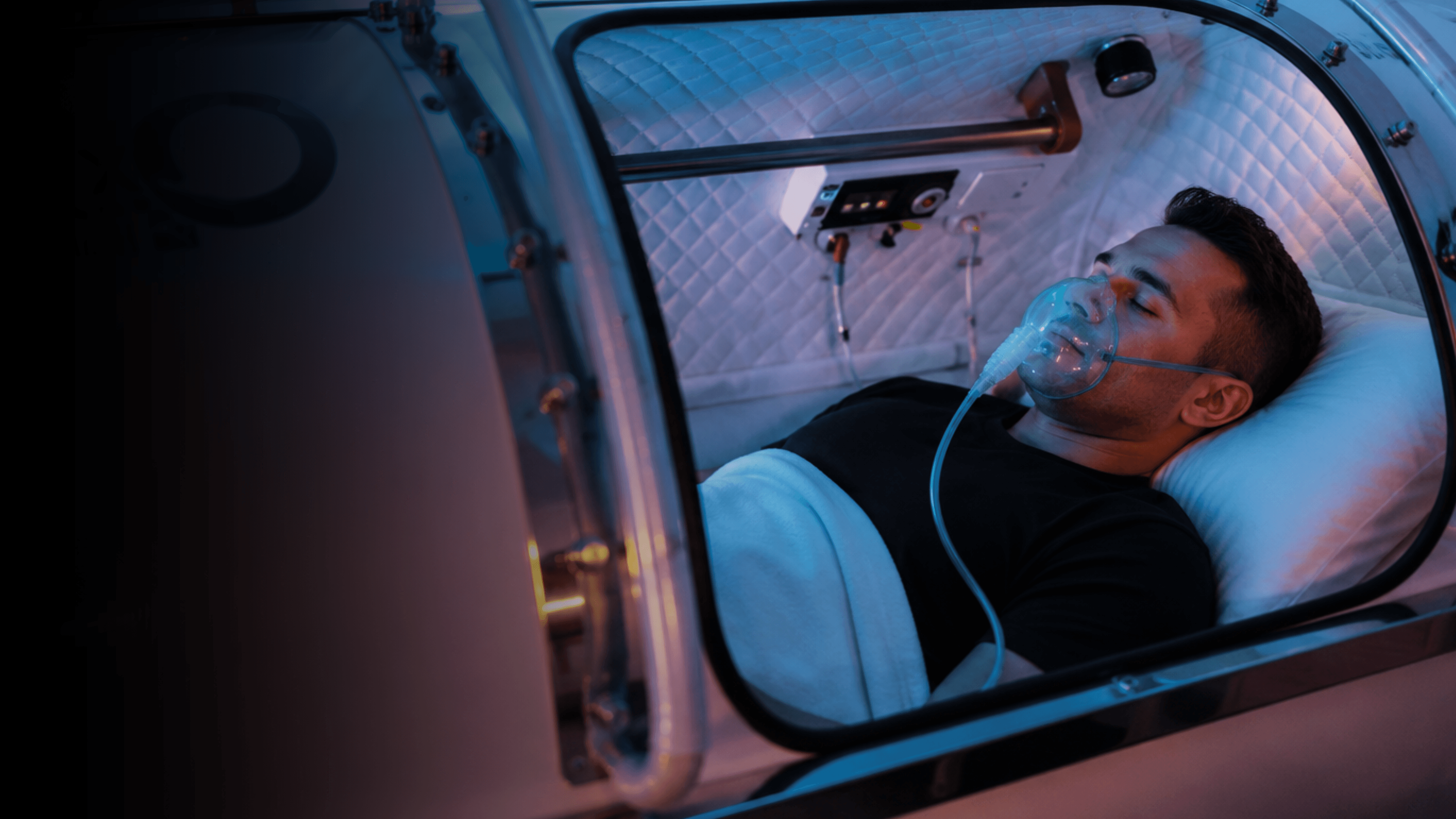 Man inside the Hyperbaric Oxygen Chamber